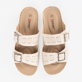 Seastar Zapatillas en una cuña baja con abrazaderas beige 3