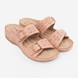Seastar Zapatillas en una cuña baja con hebillas rosadas rosado 4