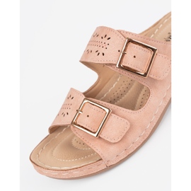 Seastar Zapatillas en una cuña baja con hebillas rosadas 1
