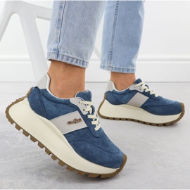 Zapatos de cuero en una plataforma gruesa azul Filippo DP6785 5