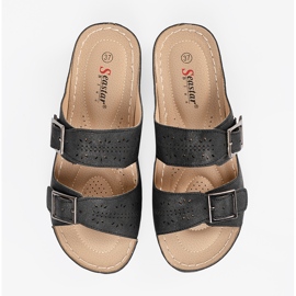 Seastar Zapatillas en una cuña baja con abrazaderas negras negro 4