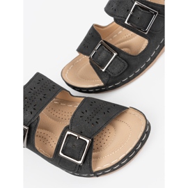 Seastar Zapatillas en una cuña baja con abrazaderas negras negro 1 Seastar Zapatillas en una cuña baja con abrazaderas negras negro 1