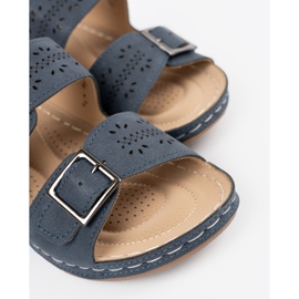 Seastar Zapatillas en una cuña baja con hebillas azules 2