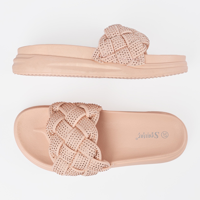 Seastar Chanclas rosadas con cristales rosado 1