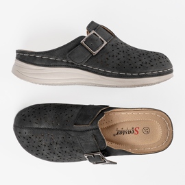 Seastar Chanclas negras con la nariz llena y una hebilla negro 4