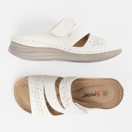 Seastar Chanclas blancas claras sobre una cuña baja blanco 4