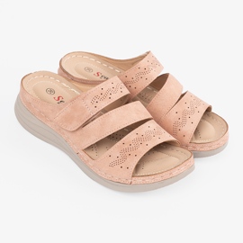 Seastar Chanclas de color rosa claro en una cuña baja 1