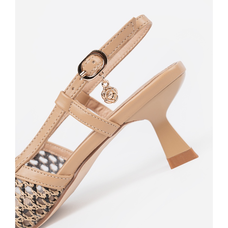 Goodin Bombas de trabajo abiertas de baja tacón beige 1