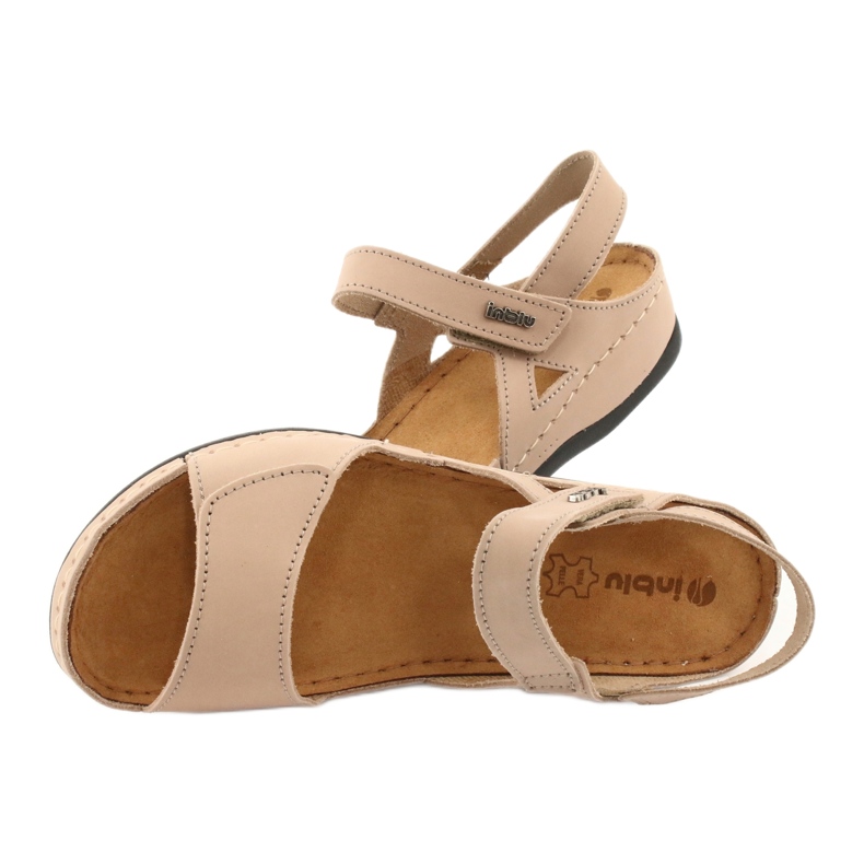 Sandalias de cuero para mujeres inblu 158d102 beige 5