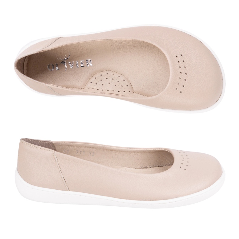 Olivier Las bombas minimalistas de mujeres descalzos resbalaron 1771pol Mini beige 1