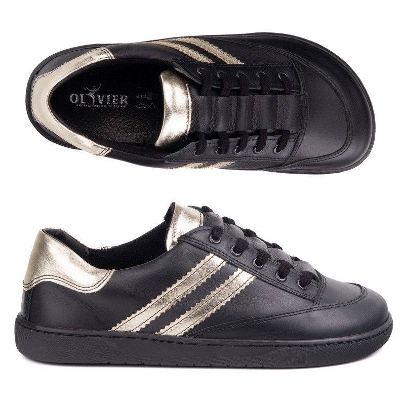 Zapatillas de deporte descalza Kaia Olivier - zapatos de cuero negro 1