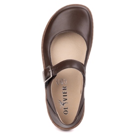 Ballerinas Women Ballerinas Olivier 1286 - zapatos de cuero con hebilla marrón 7