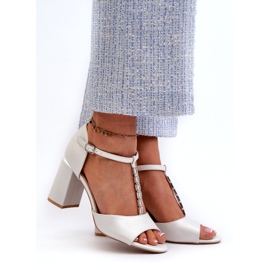 Vinceza Sandalias Aniya plateadas de tacón con circonitas plata 2