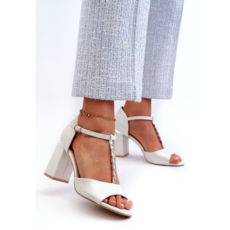 Vinceza Sandalias Aniya plateadas de tacón con circonitas plata 3