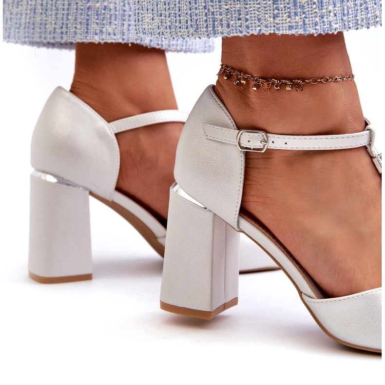 Vinceza Sandalias Aniya plateadas de tacón con circonitas plata 4