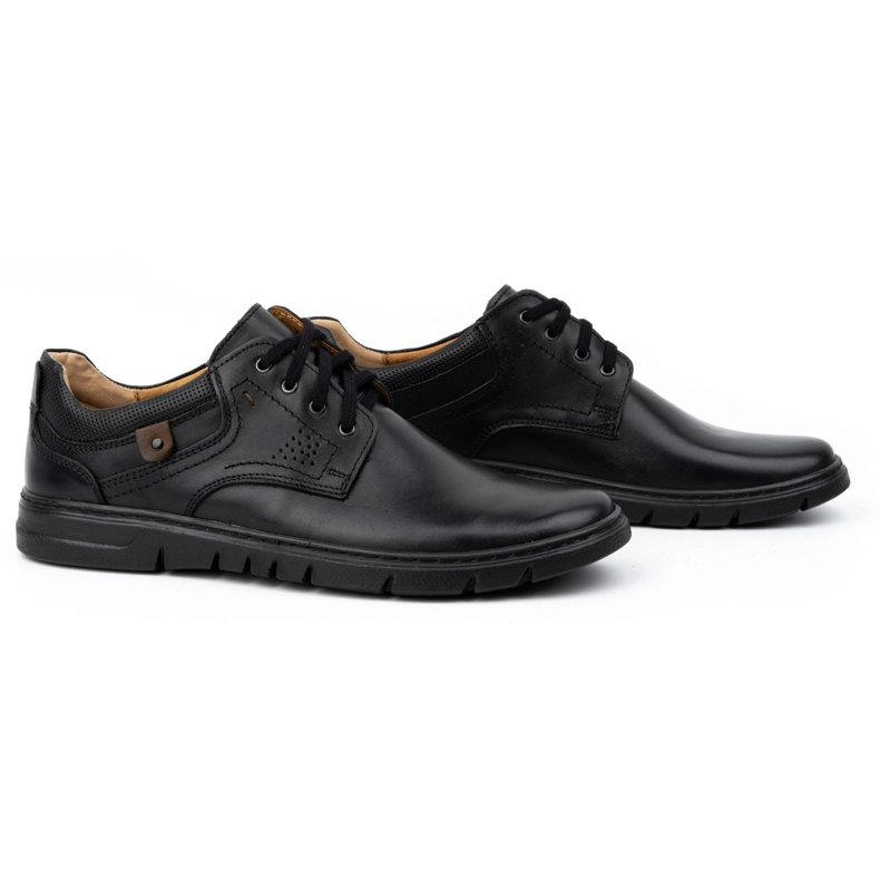 Kampol Zapatos de cuero para hombres, niebla casual de 57 kam negro 2