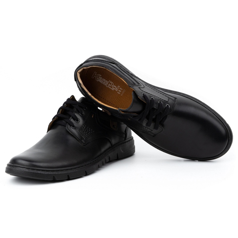 Kampol Zapatos de cuero para hombres, niebla casual de 57 kam negro 4