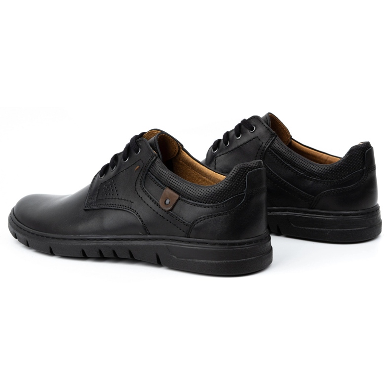 Kampol Zapatos de cuero para hombres, niebla casual de 57 kam negro 3
