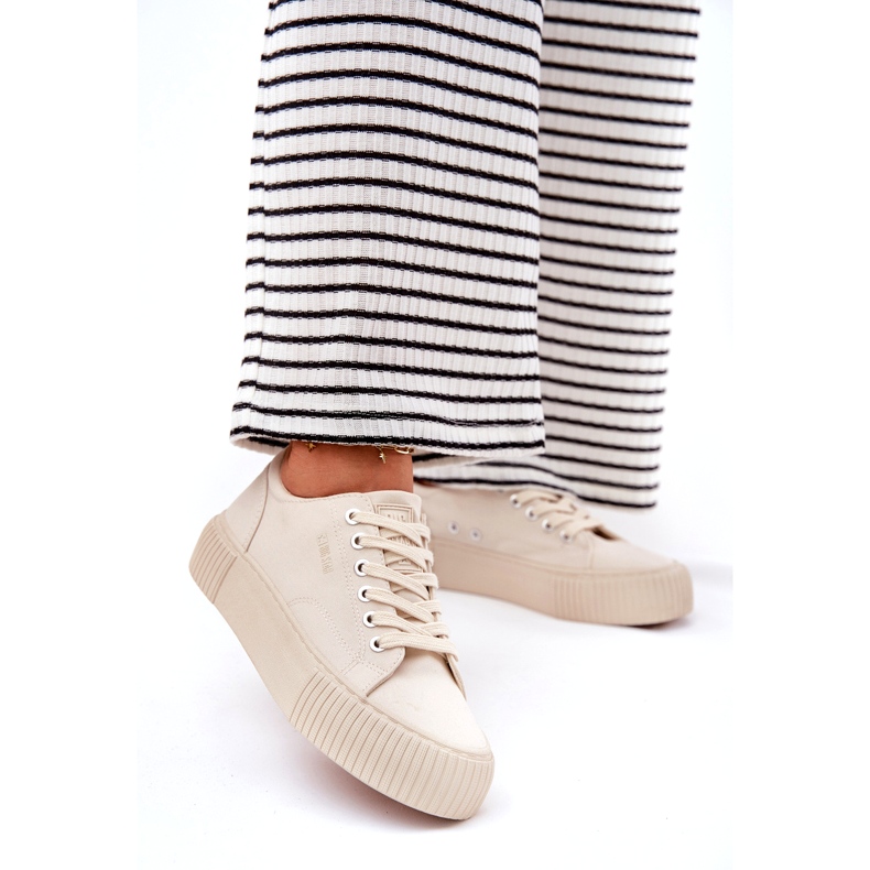Zapatillas de deporte de material para mujeres Big Star RR274407 beige 4