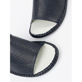 J. Star Chanclas con un inserto de cuero azul marino 5