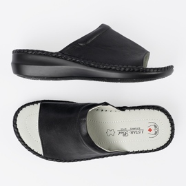 J. Star Zapatillas para mujeres negras con un inserto de cuero negro 4