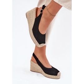 Sandalias para mujeres para cuña con trenza negra negro 5