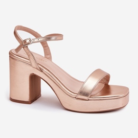 Sandalias de cuero ecológica en el poste de oro rosa dorado 7