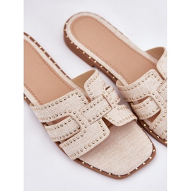 Chanclas planas de ala plana decorada beige 9