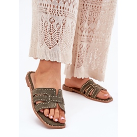 Chanclas de cañón plano decoradas verde 2 Chanclas de cañón plano decoradas verde 2