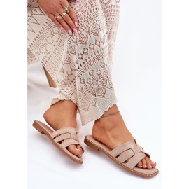 Chanclas de cañón plano decoradas caqui beige 7