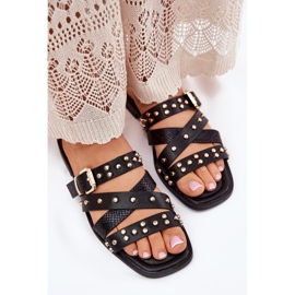 Flip de mujeres de mujeres decoradas para mujeres con rayas y abrazadera negra negro 5