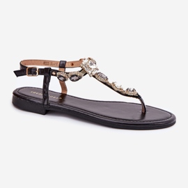 Sandalias de mujer con cristales negros 4