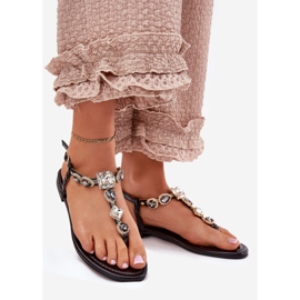Sandalias de mujer con cristales negros 1