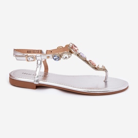 Sandalias de mujer con cristales de plata con cristales 4