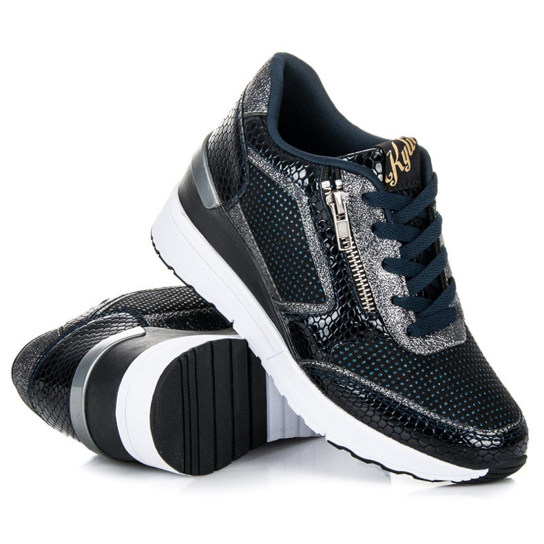 Kylie Calzado deportivo en una cuña azul marino 2