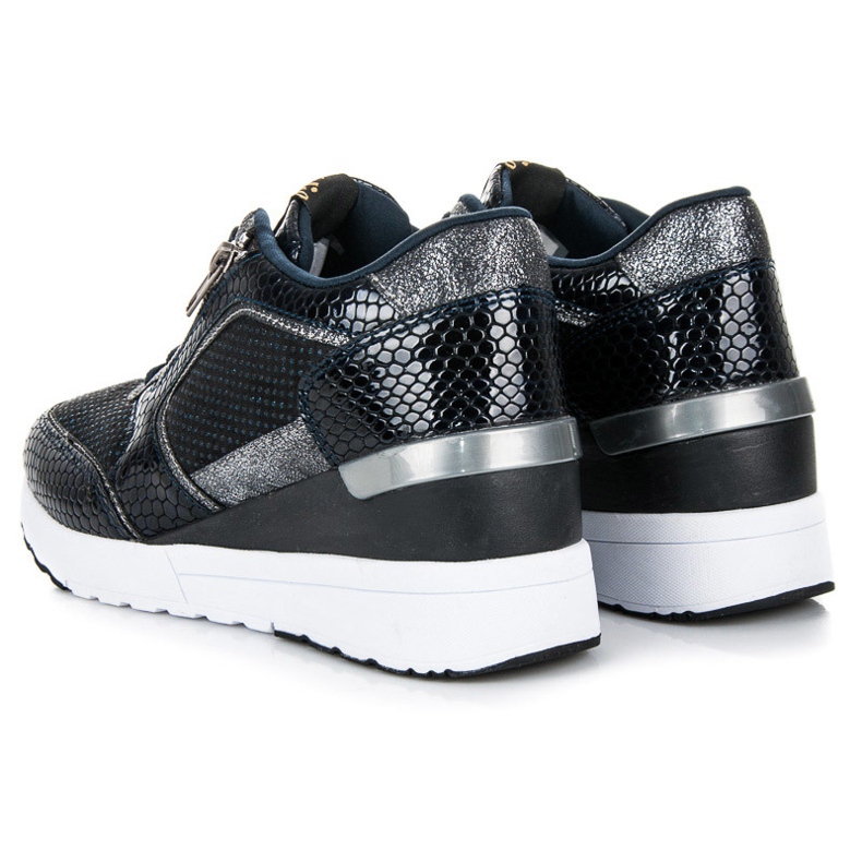 Kylie Calzado deportivo en una cuña azul marino 1