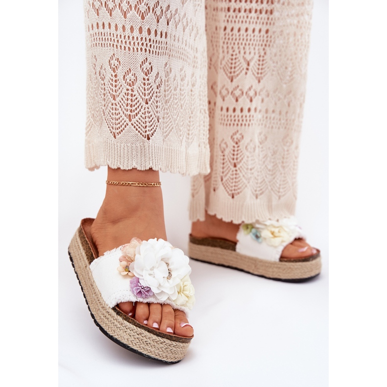 Flip Flip Flip Platform con Flores con trenza blanca blanco 2 Flip Flip Flip Platform con Flores con trenza blanca blanco 2