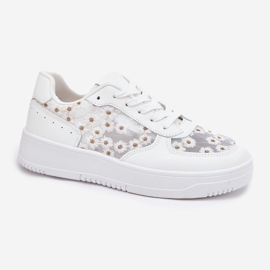Zapatillas de malla femenina blanca stokrotki blanco 4