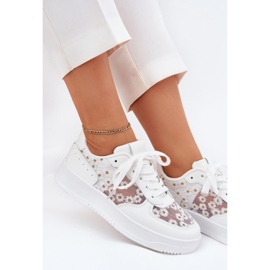 Zapatillas de malla femenina blanca stokrotki blanco 7