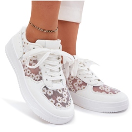 Zapatillas de malla femenina blanca stokrotki blanco 10