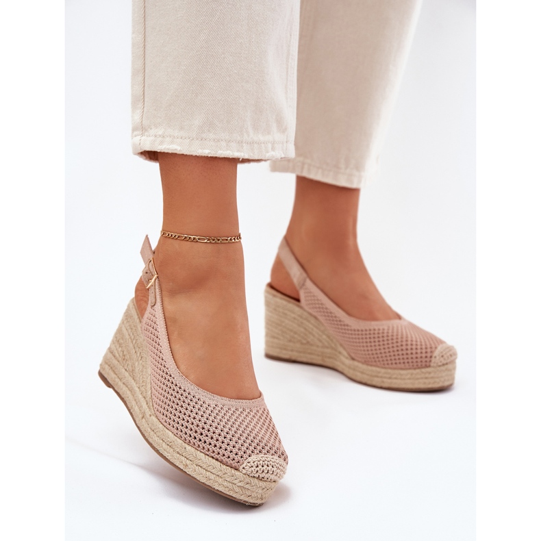 Sandalias para mujeres para cuña con trenza rosa rosado 2 Sandalias para mujeres para cuña con trenza rosa rosado 2