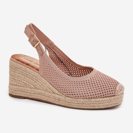 Sandalias para mujeres para cuña con trenza rosa rosado 4