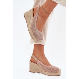 Sandalias para mujeres para cuña con trenza rosa rosado 5