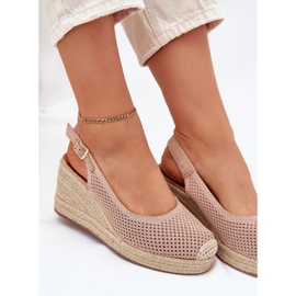 Sandalias para mujeres para cuña con trenza rosa rosado 7