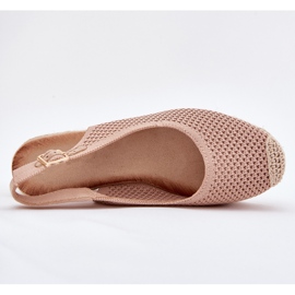 Sandalias para mujeres para cuña con trenza rosa rosado 8