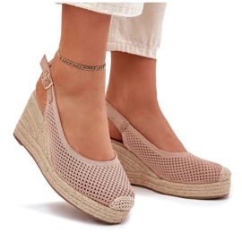 Sandalias para mujeres para cuña con trenza rosa rosado 9