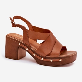 Sandalias de cuero en el poste marrón Zazoo 1081 4