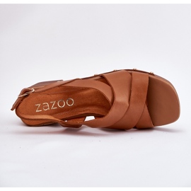 Sandalias de cuero en el poste marrón Zazoo 1081 8