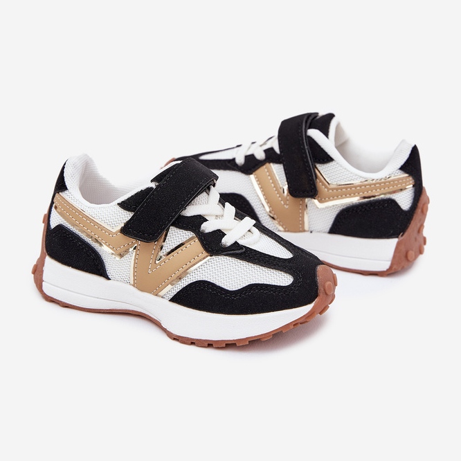 Zapatillas para niños con velcro blanco y blanco negro 2