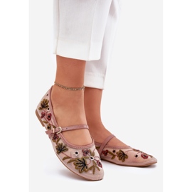 Bailarinas con bordado y cinturón rosa 1